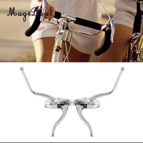 Pair of Road Bike Drop Bar Double Handle Brake Levers Racing Bicycle Fixed Gear Handbrakes
