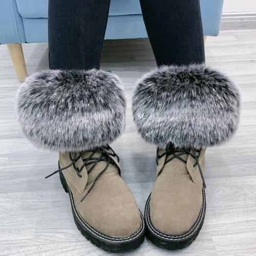 Pair Faux Fox Fur Cute Warm Winter Knee Sleeve Ankle Warmer Ring Women Casual Solid Solor Stretchy Knee Sleeve Kawaii Snow boots