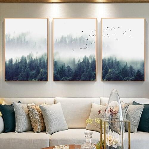 Nordic Decor Forest Lanscape Wall Art Canvas Poster Print Canvas Painting Decor Picture For Living Room Home Decor No Frame