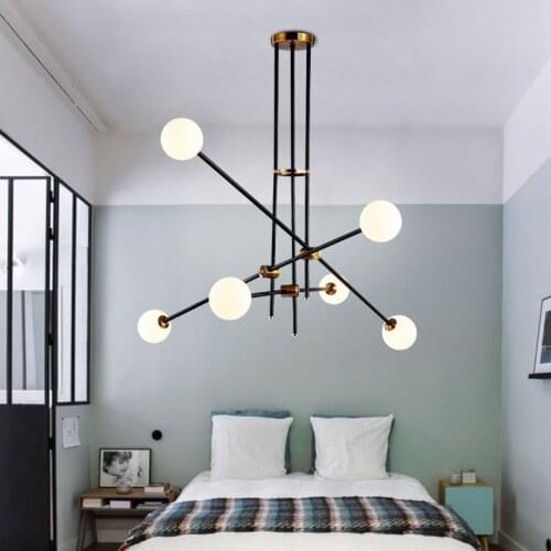Modern Hanging Lamp Light Led Dinning Bed Room Bedroom Foyer Round Glass Ball Black Gold Nordic Simple Modern Pendant Light Lamp