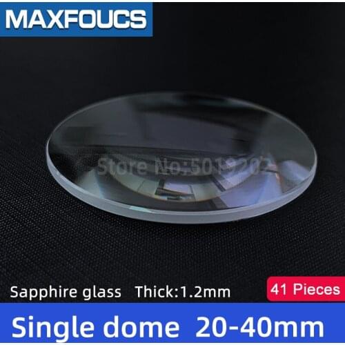 Watch Glass Thick 1.2 mm Diameter 20-40 mm Single dome Sapphire Anti scratch Smooth Round Transparent Crystal ，41 pieces Suit