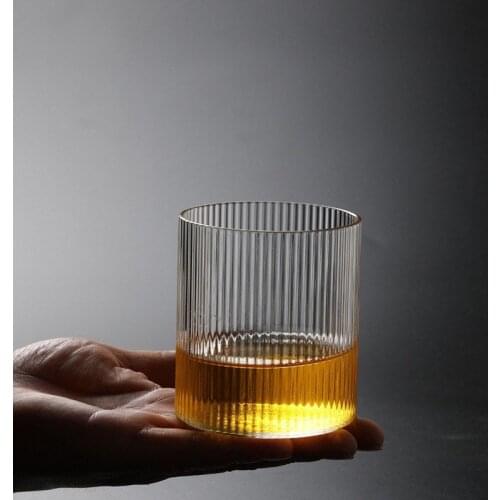 Japanese Style Glass Transparent Creative Ins Cup Coffee Milk Juice Container Tea Water Drinkware Vertical Pattern Handmade Set