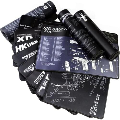 Waterproof Gun Cleaning Rubber Mat for Glock 1911 Beretta HK USP SIG P226 AR15 AK47 Remington with Armorers Parts List Bench Pad