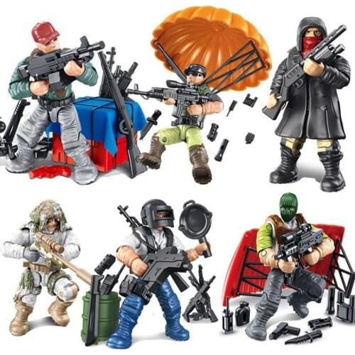 6pcs/set Jedi Survival Military Model Building Blocks Toys Army Combat Game Model Weapons War Assembled Soldiers Children Gift