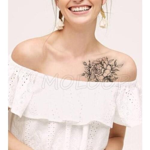 Temporary Tattoo Stickers Flower Rose Tree Peony Fake Tatto Waterproof Tatoo Back Leg Arm Belly Big Size for Women Men Girl