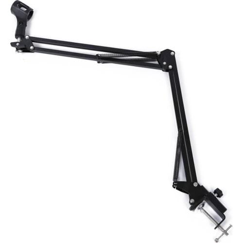 Extendable Recording Microphone Holder Suspension Boom Scissor Arm Stand Holder with Microphone Clip Table Mounting Clamp