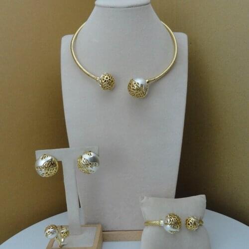 Yuminglai Simple Design Luxury Dubai Woman Jewelry Set Nigerian African Jewelry Set Plated FHK8045