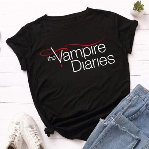 Women The Vampire Diaries T Shirt Summer Harajuku Tee Tops Girls comfortable Short Sleeve cotton Tee Shirt Casual T Shirt