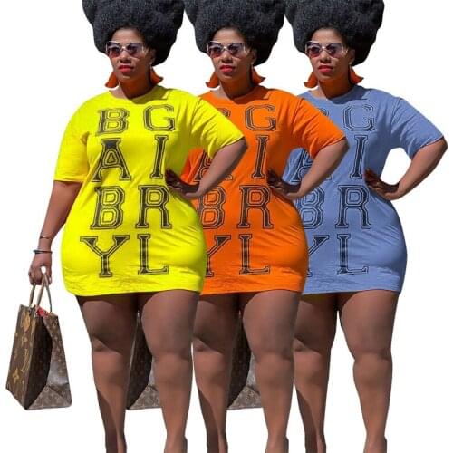 5x T Shirt Dress for Women Summer Clothing Streetwear O-neck Letter Dresses Casual Plus Size Dress Wholesale Dropshipping