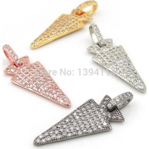 30*14*2mm Micro Pave Clear CZ Arrow Charms Fit For Making Necklaces Jewelry