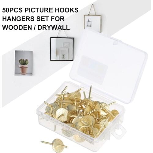 50PCS Picture Hooks Set Picture Hanging Hangers Picture Frame Hangers Hooks Pins Hanging Hardware for Wooden/Drywall