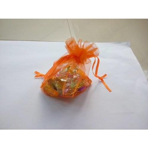 50pcs 13*18 Orange gift bags for jewelry/wedding/christmas/birthday Organza Bags with handles Packaging Yarn bag