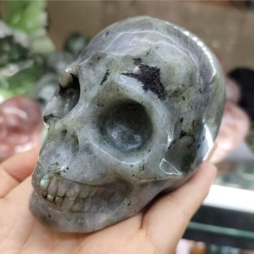 8-9cm Natural Hand-carved Labradorite skull mineral crystal Skull statue статуэтки для интерьера Home Decoration