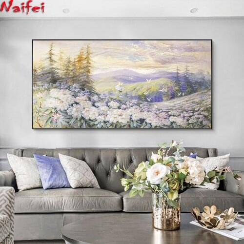 Large Size 5D Diy Diamond Painting Flowers Blooming And Butterflies,Beautiful Floral Field 3D Diamond mosaic kit Embroidery