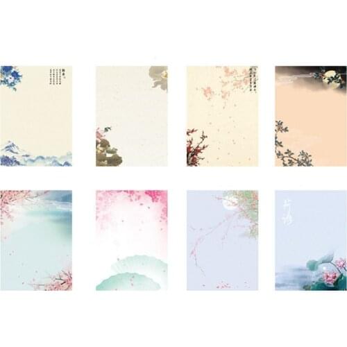 8pcs Creative Chinese Style Ancient Style Letter Paper Exquisite Letterhead Message Writing Paper School Stationery