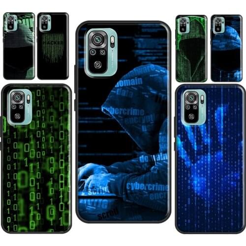 Hacker Binary Matrix Rain Case For Xiaomi Redmi Note 10 Pro Note 7 8 9 Pro 8T 9S Cover For Redmi 9 9C 9A 9T K40