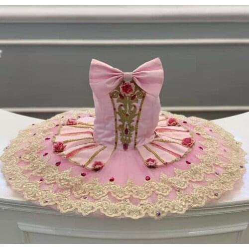 FLTOTURE Children Fairy Doll Variation Pink Ballet Tutu Sugar Plum Fairy Stage Performance Costumes Pancake Platter Skirt