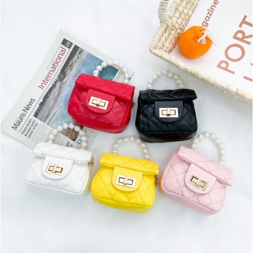 Pearl Hand Bags Childrens Mini Clutch Bag Cute Leather Crossbody Bags Kids Girls Small Purses and Handbags Girl Messenger Bag