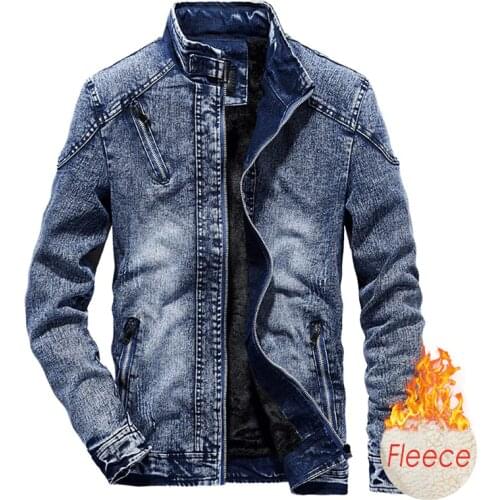 Men 2020 Winter New Cotton Fleece Denim Jeans Jacket Coat Men Autumn Style Outwear Outfits Warm Vintage Classic Washed Jackets