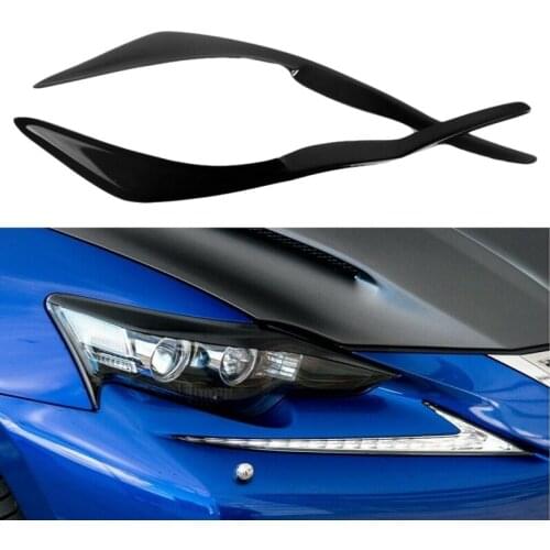 For Lexus IS300 IS250 IS200T 2017-2019 Glossy Black Car Sticker Front Headlights Eyebrow Eyelid Trim Cover Accessories