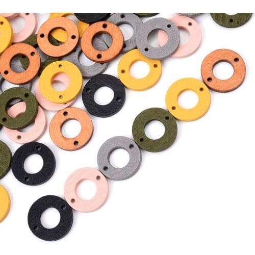 IYOE 30pcs/Lot 18mm Flat Round Charms Wood Geometric Charms Earring Connectors For Making Necklace Pendant Jewelry Accessories