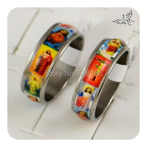 Catholic Holy Icon Ring Jesus Rings Virgin Mary Ring Multicolor Stainless Steel Rings Fashion Religious Jewelry