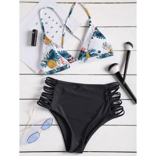 Pineapple Print Bikini Sets Women Swimwear Sexy High Waist Push Up Beachwear Female Brazilian Thong Swimsuit Bathing Suit Biquin