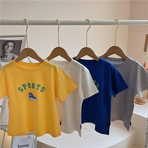 Summer Kids T Shirts 2021 New Arrival Toddler Boys Korean Print T-shirts Fashion Letter Cotton Short Sleeve Baby Tops for Boys