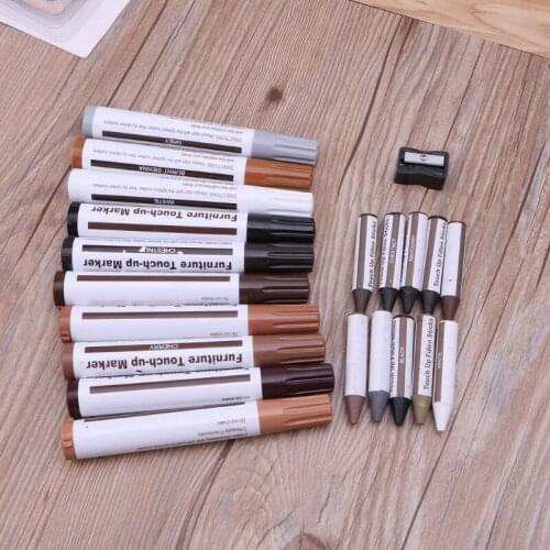 Furniture Markers Touch Up 21Pcs Marker and Wax Sticks with Sharpener Kit for Wood Funiture Repair Floor Scratch Restore K0AA