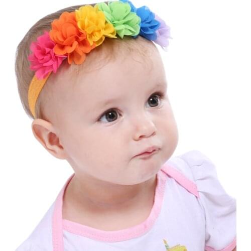 1 Piece Lytwtws Children Girls Baby Newborn Hair Rope Headband Headwear Headwrap Chiffon Rainbow Headband Hair Headdress