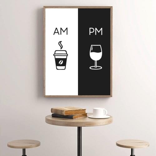 Wall Art Home Decor Modern Picture Am Coffee PM Wine Sign Print Kitchen Restaurant Poster Canvas Painting Modular Nordic Style