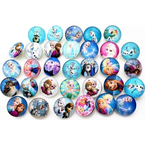 New Arrive 12pcs/lot glass cartoon 18mm snap buttons leather clasp snap button bracelet snap Bangles jewelry