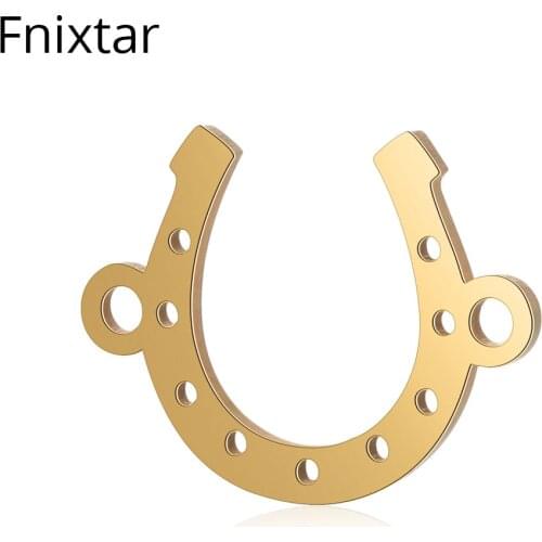 Fnixtar 10pcs/lot Gold Color Stainless Steel Horseshoe Metal Mini Charms Connecting Accessories Pendants DIY Jewelry
