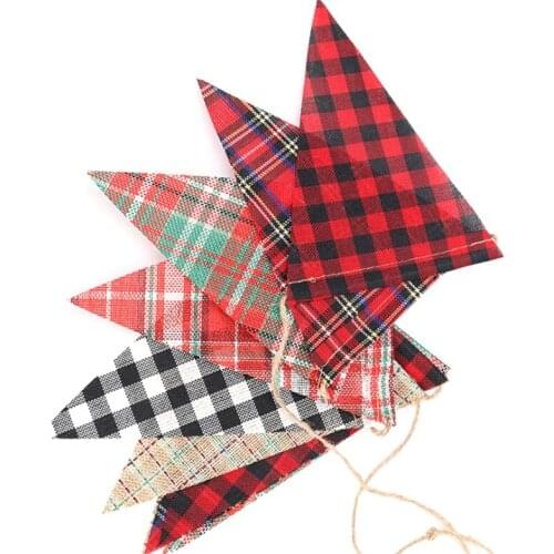 2PCS Party Decoration Holiday Triple-cornered Pull Flag Party Layout Banner Checkered Bunting Decoration Scene Layout