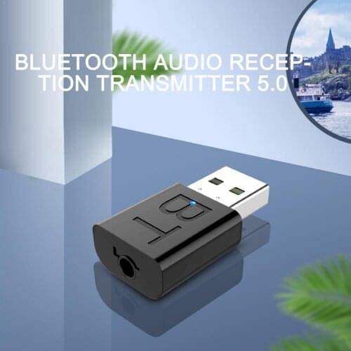 USB Bluetooth 5.0 Transmitter Receiver 3.5mm Audio Port AUX Barrier-Free M9S5 Cable Use 10M Direct Transmission Adapter Dri Q8J2