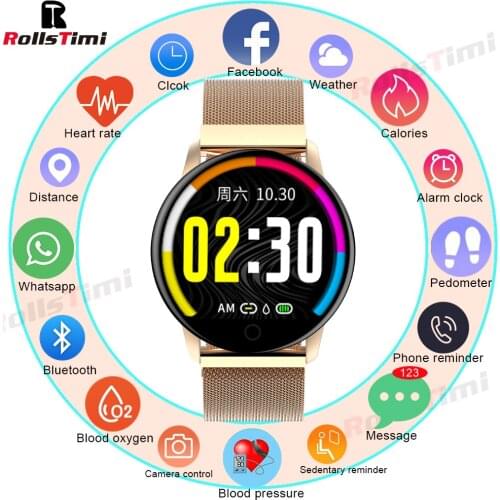Rollstimi new mens smart watch wristband mens and womens sports clock heart rate monitor sleep monitor Bluetooth bracelet