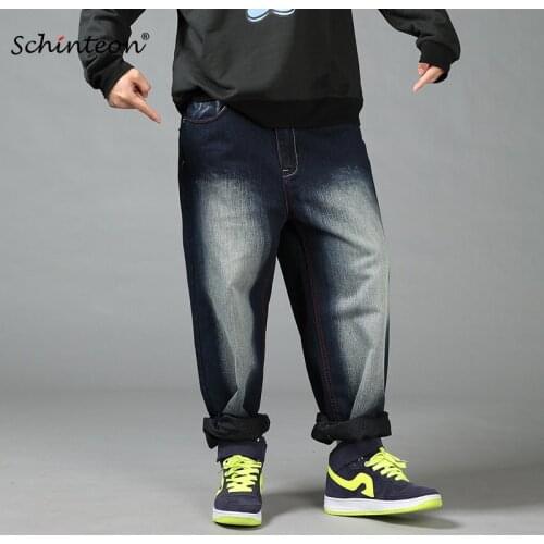 Schinteon New Over Size Jean Baggy Pants Men Loose Casual Denim Skateboard Streetwear Wide Leg Hiphop Trousers 44 46 48