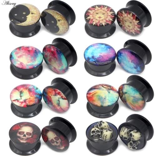 Alisouy 2Pcs Acrylic Sky Color Screw Single Flared Ear Flesh Tunnel Plug 8mm-25mm Ear Gauges Expander Stretcher Piercing Jewelry