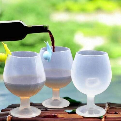 Silicone Wine Cup Non-slip drop Portable Silicone Cup Foldable Outdoor Champagne Beer Whiskey Bottle Festival Party Supplies