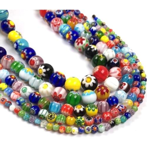 Natural Thousand Flower Glass Beads Fine Loose Beads 4 6 8 10 12 MM Size Pick for Making Jewelry Necklace Bracelet Accessorie