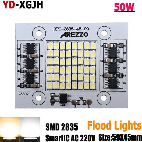 LED SMD2835 Chip Beads LED Lamp 20W 30W Square Cold /Warm White Smart IC AC220V For 50W High Brightness DIY Outdoor Floodlight