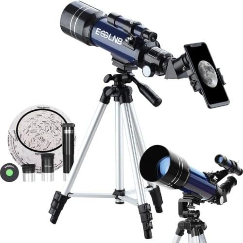 F36070 Telescope for Kids 70mm Refractor Telescope with Smartphone Adapter 51.6in Tripod for Astronomy Beginners
