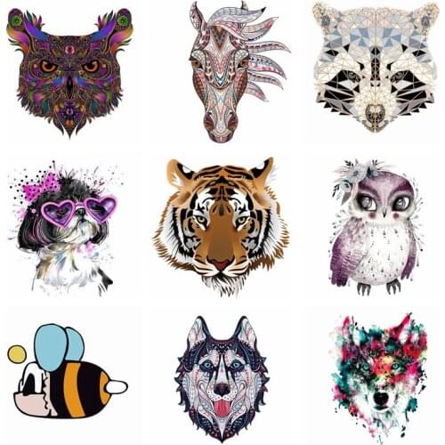 Cute Animal Heat Transfer PVC Patch Iron On Transfer For Clothing DIY Cute Thermal Transfer Heat Vinyl Iron Stickers Applique