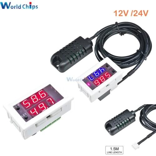 W2062C DC 12V 24V AC 110V 220V 10A Intelligent High Precision Digital Humidity Sensor Controller Red Blue Display Control Switch