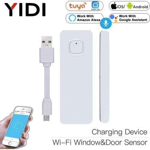 WiFi Smart Door Window Sensor Tuya APP Notification Alerts Home Alarm Security Detector, Compatible with Alexa Google Home