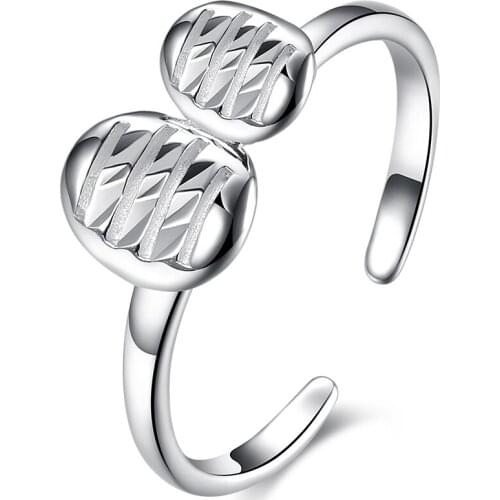 ZEMIOR 925 Sterling Silver Women Rings Minimalist Plant Leaf Linear Open Adjustable Ring Female Fine Jewelry Gift Hot Sale