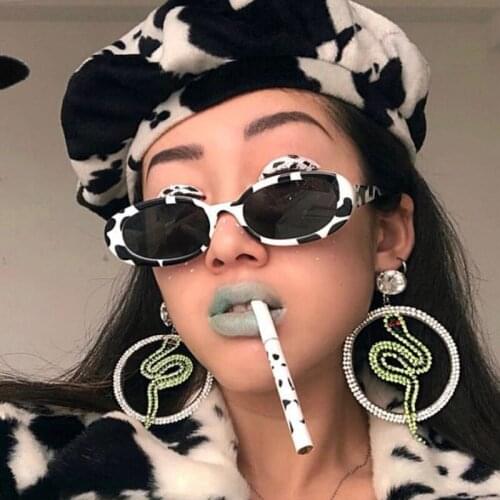 2020 Small Rimless Punk Sunglasses Women Luxury Fashion Unique Rectangle Sun Glasses for Female Vintage Cow Leopard Print