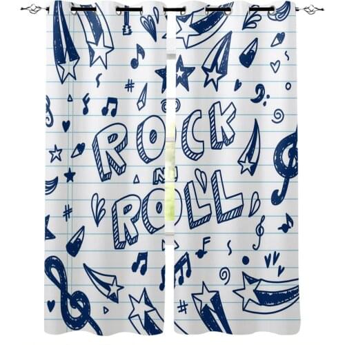 Stars Music Note Comics Modern Curtains for Living Room Bedroom Kitchen Curtains Drapes Window Treatments