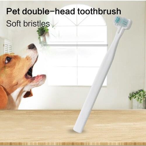 2PCS Pet Cat Toothbrush Double Heads Teeth Brushing Multi-angle Cleaning Pet Breath Freshener Oral Care For Dog Cat Dropshipping