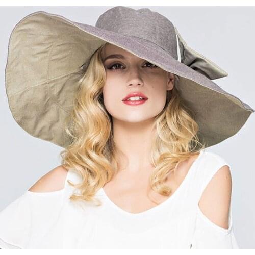 2018 Summer Women Outside Big Sun Hat Europe Fashion Double Side Vacation Beach Hats Female Foldable Sunscreen Hat Free Shipping